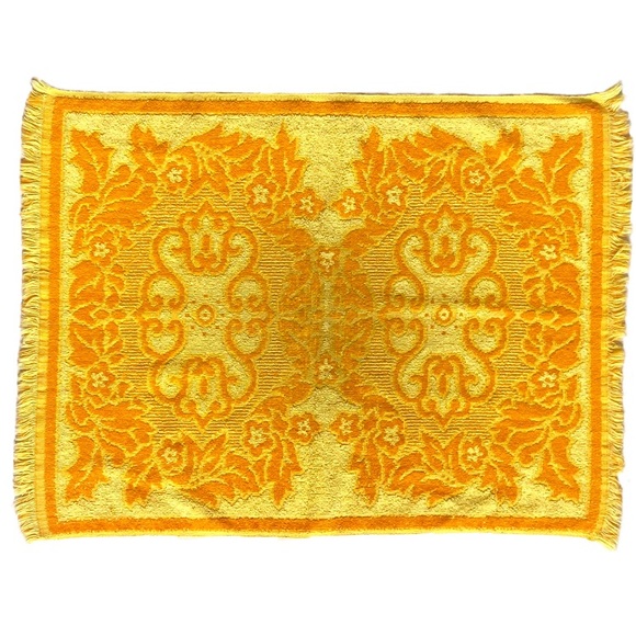 Vintage Other - Vintage Towel 60s 70s Hand Towel Gold Yellow Orange Mid Century Flowers